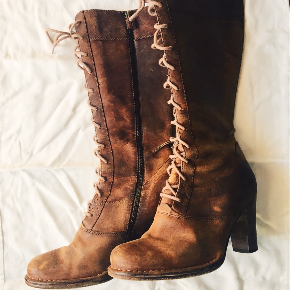Frye lace up heeled boots